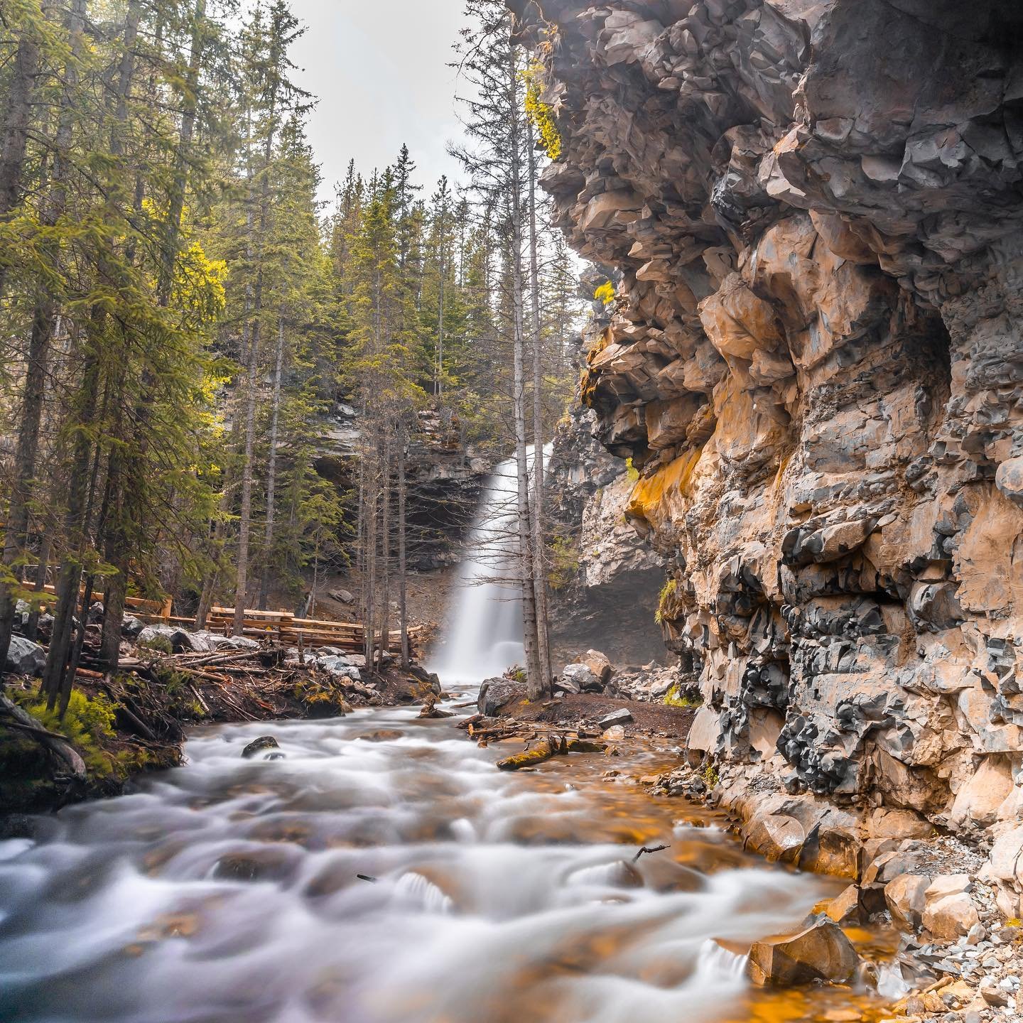 Waterfalls 
•
•
•
•
•
•
#banff #mountain #alberta #canada #roadtrip #clouds #mancliere #mood #travelphotography #yyc #quote #forest #rockymountains #canmore #grassilakes #staycation #hike #trail #emerald #river #lake #travel #kananaskis #waterfall #canon #mood